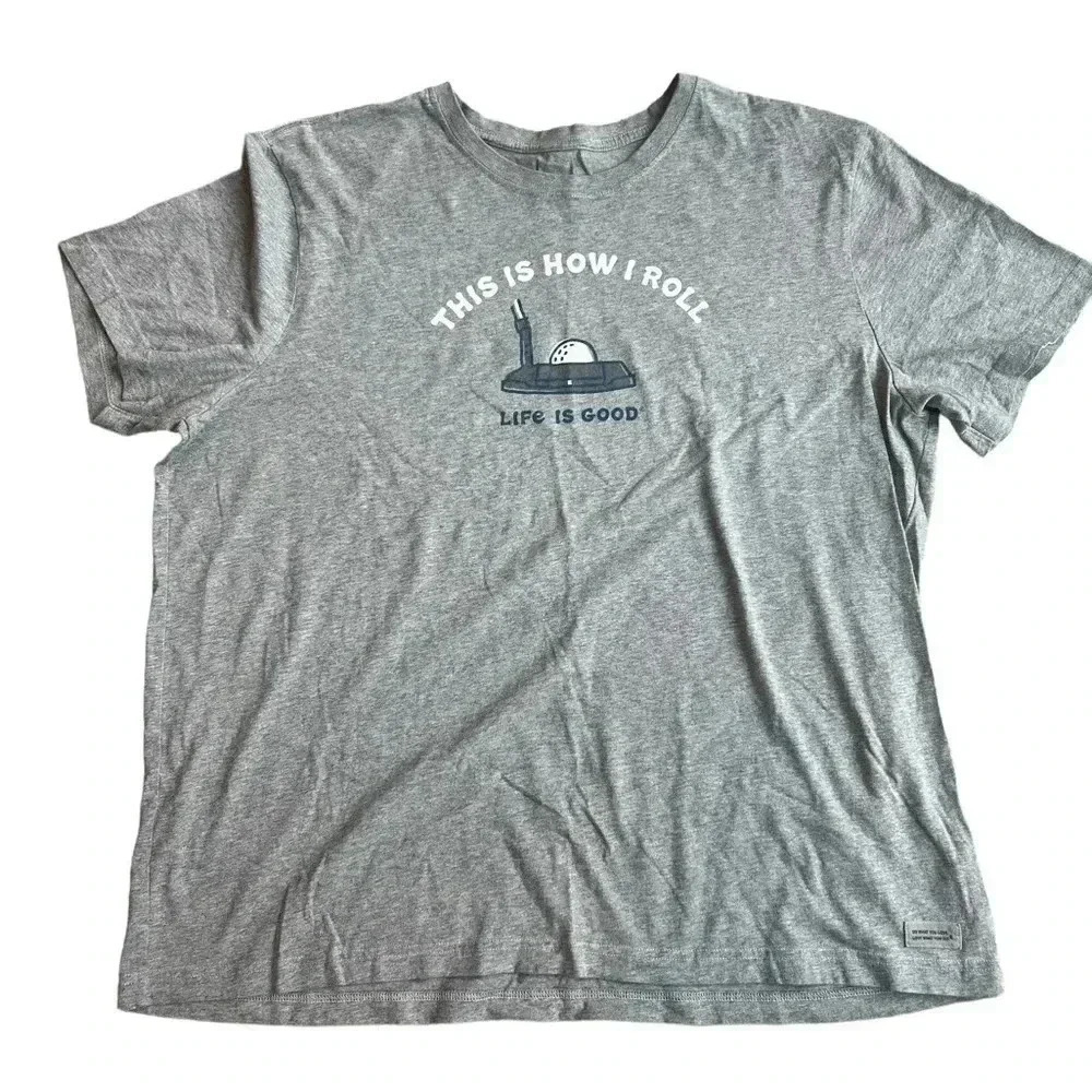 Life is Good “ This is How I Roll” Men’s Gray Golf Shirt Size XXL